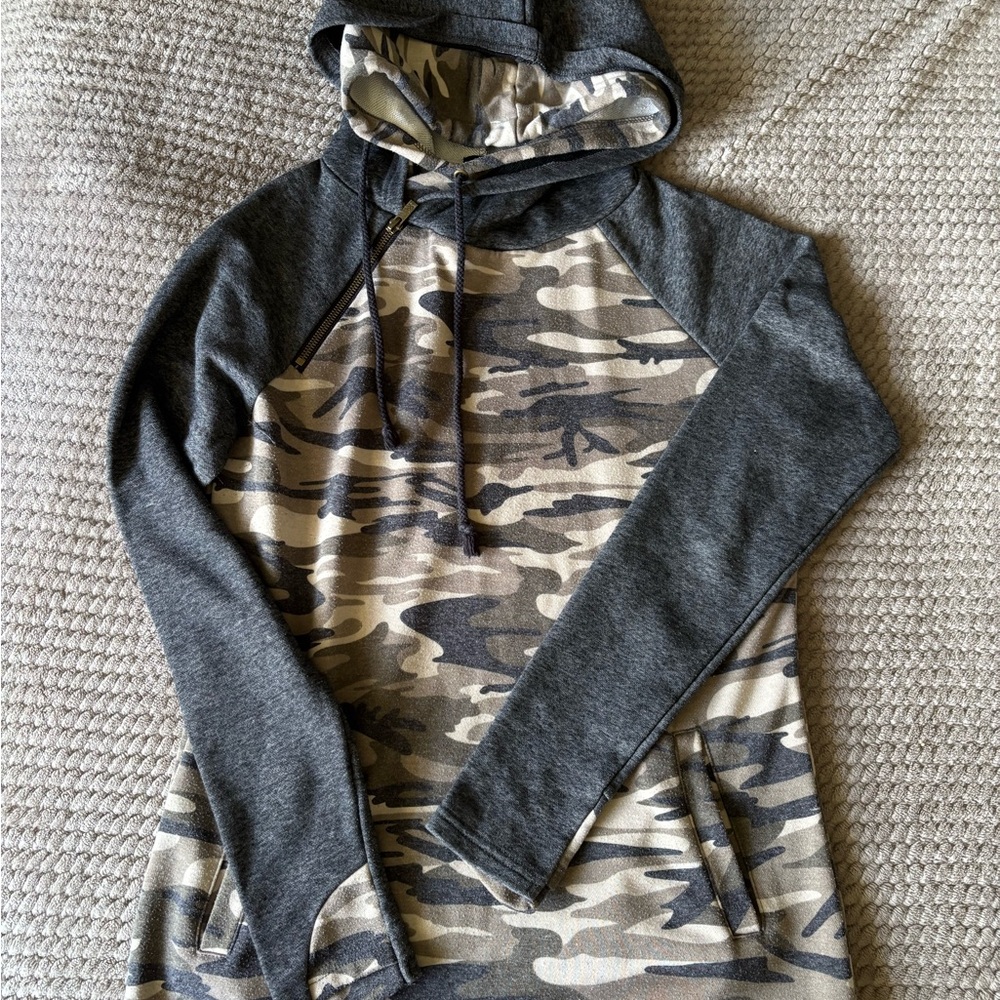 Camouflage and Gray Hoodie